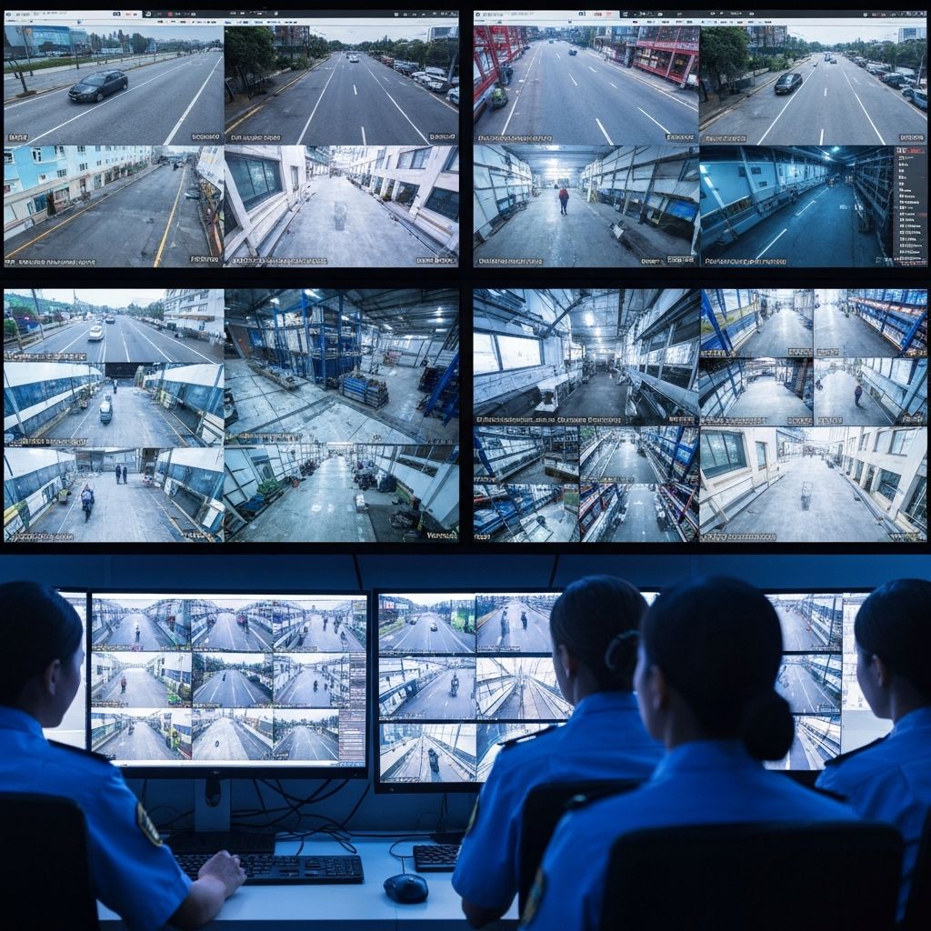 Sala de controle com telas de monitoramento inteligente